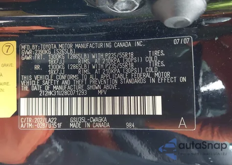 2008 Lexus Rx 350 из США, поврежденный, VIN 2T2HK31U28C071293